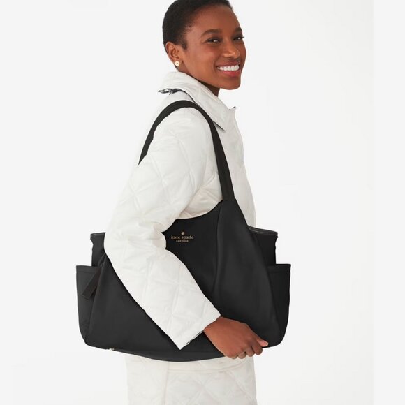 Kate Spade Chelsea Large Baby Diaper Bag Tote in Black with Changing Pad - Picture 2 of 7